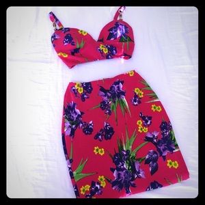 Fuschia Floral Print Two-Piece Set
