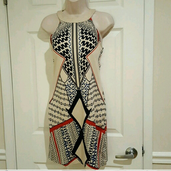 NWOT Tan Mini Geometric Dress - Picture 2 of 3