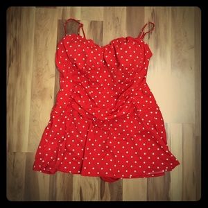 Red polka dotted "vintage" swim dress