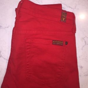 Sexy Red 7 For All Mankind Midrise Skinny
