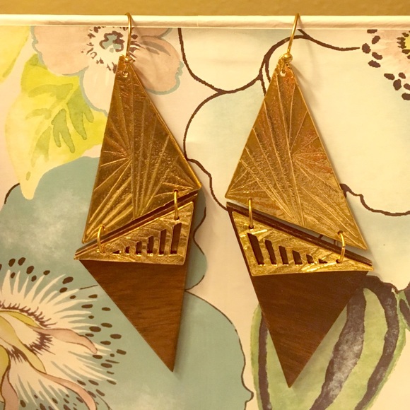Large Art Deco mixed media danglers
