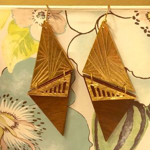 Large Art Deco mixed media danglers