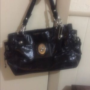 Patent Black Coach purse! measurements in comments