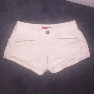White denim short shorts