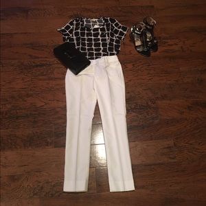 The Limited white cotton ankle-length slacks.