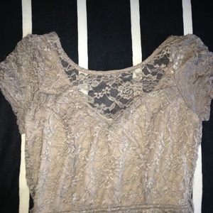 Taupe lace stretchy dress