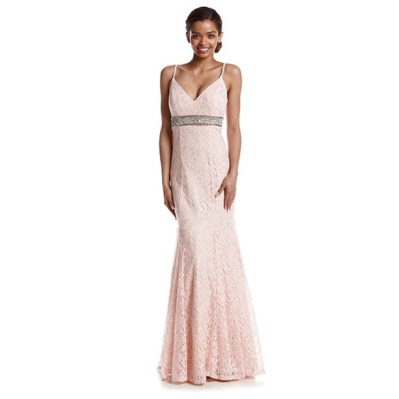 Blush pink lace mermaid dress