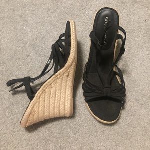 Kate Preston black sandal wedge