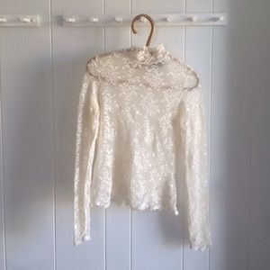 90's lace stretch high neck blouse