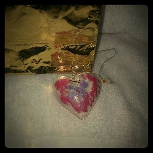 Hand painted glass heart ornament