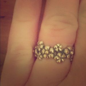 Pandora Sterling Silver and Gold Floral Ring