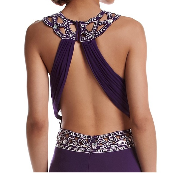 Plum open back cutout dress