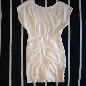 Backless off white chiffon above the knee dress