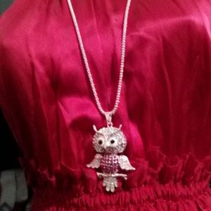 Cute Crystal owl pendant necklace