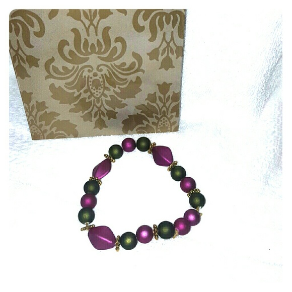 Handmade purple and green acrylic bracelet