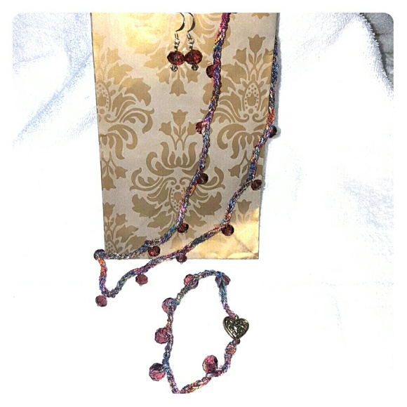 3 piece set, purple swovarski crystal jewelry
