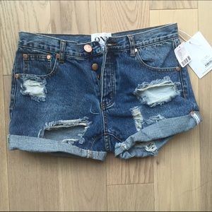 One Teaspoon Pacifica Chargers Denim Shorts Sz 26