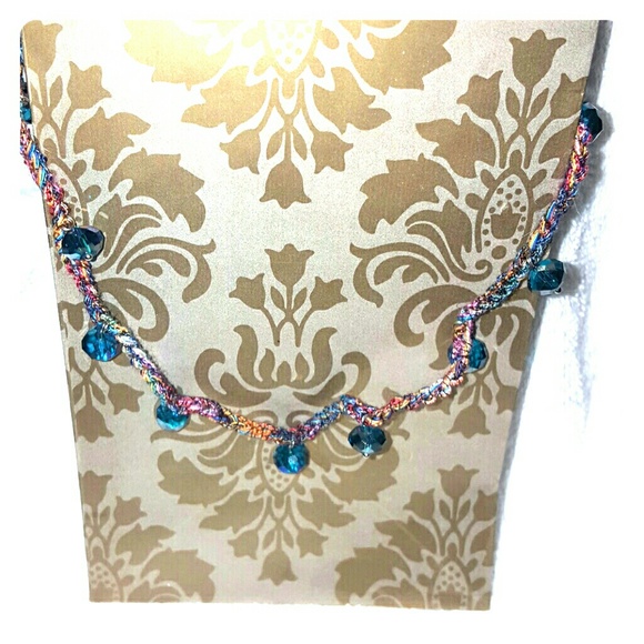 Blue swovarski crystal studded necklace