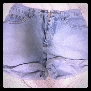 Light Denim High-Waisted Shorts