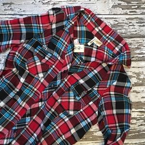Passport plaid 3/4 sleeve button up