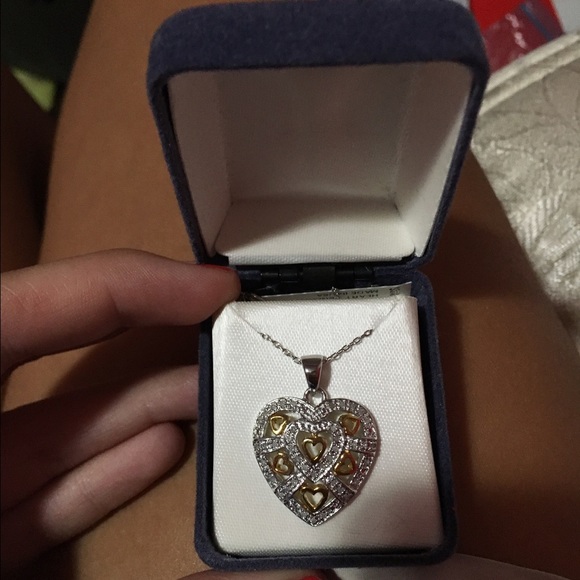 Sterling silver diamond heart necklace