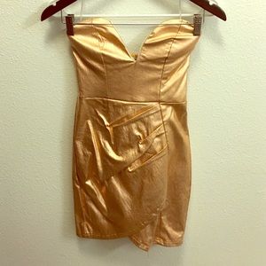 Morning mist gold mini dress
