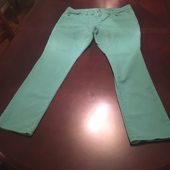 Teal skinny jeans