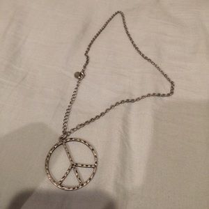 Textured peace sign necklace