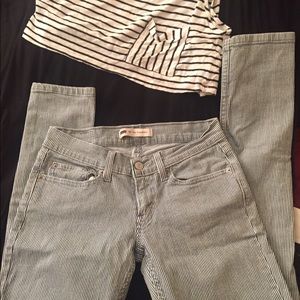 Blue&White striped 524 too superlow Levi's skinnys
