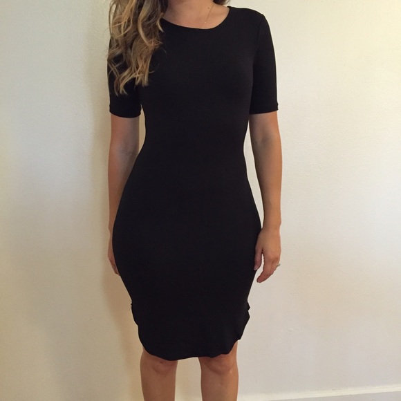 Black Curved Hem Midi Dress - Picture 4 of 4