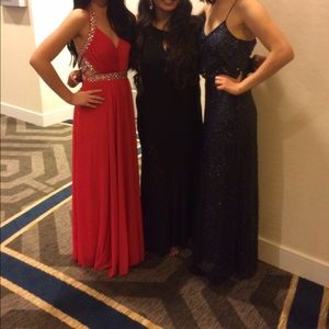 Jeweled Ruched Halter Gown