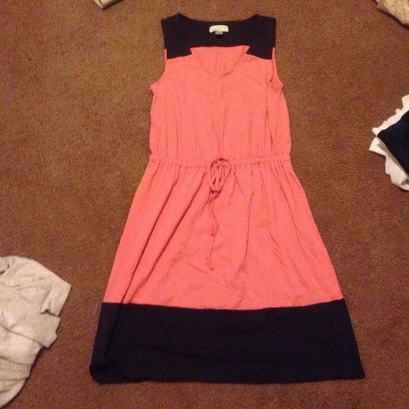 Navy and salmon colored summer dress