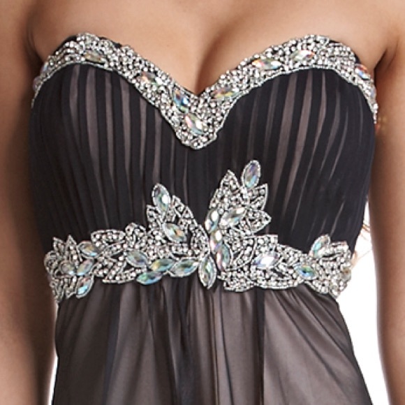 Black and mauve sexy bust jeweled cocktail dress
