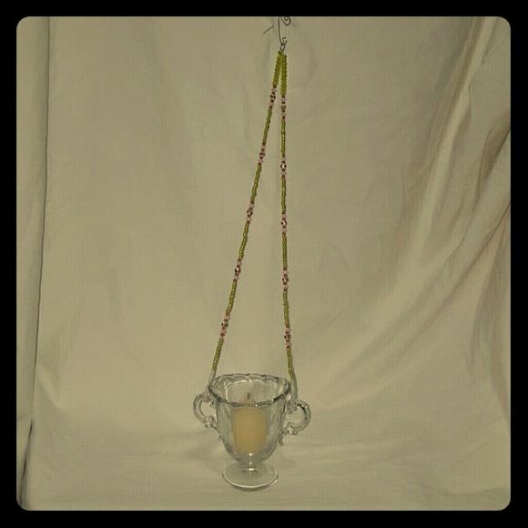 Beautiful hand beaded glass votive holder