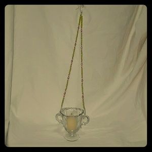Beautiful hand beaded glass votive holder