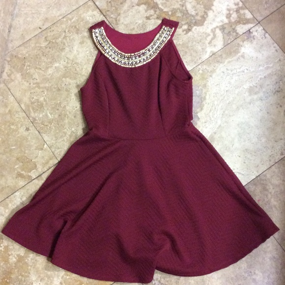 Maroon skater skirt dress