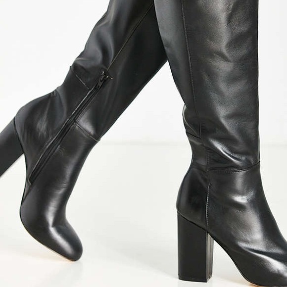 Black leather tall shaft boots - Picture 2 of 4