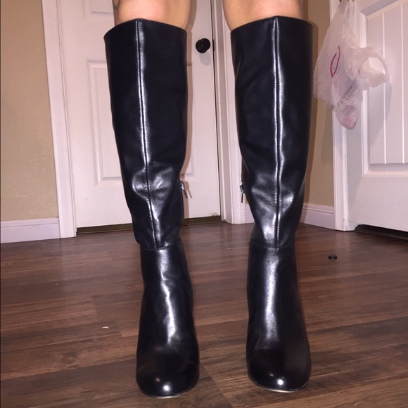 Black leather tall shaft boots - Picture 3 of 4