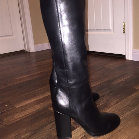 Black leather tall shaft boots - Picture 4 of 4