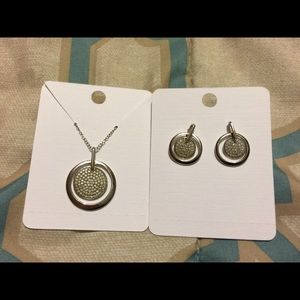 Sterling silver diamond earrings and necklace