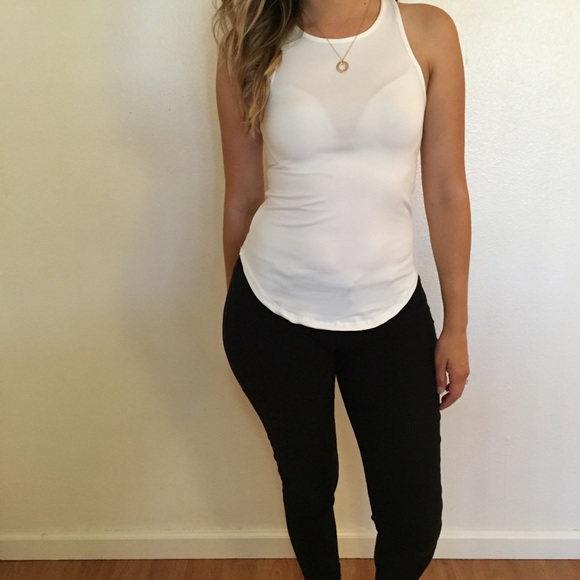 •LAST ONE• White High Neck Racerback Top - Picture 3 of 4