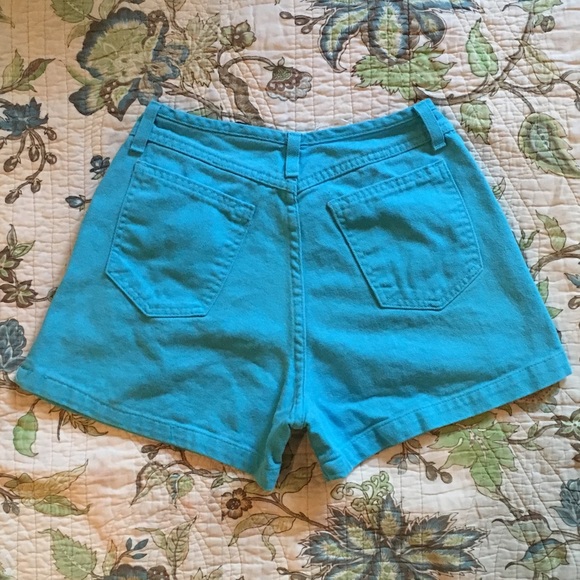 Vintage 90s bright blue high waisted denim shorts - Picture 2 of 4