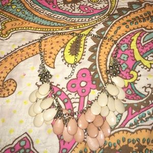 Cream and light pink ombré teardrop necklace