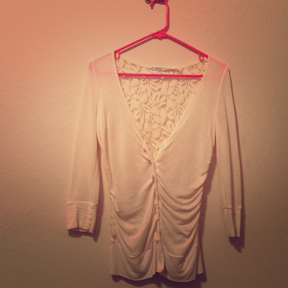 XS Cream V Neck Cardigan