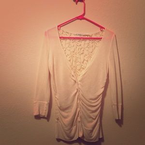 XS Cream V Neck Cardigan