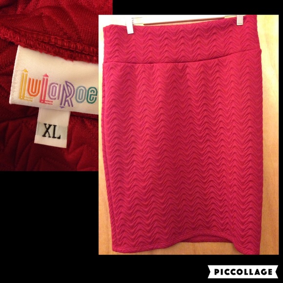 Excellent used once Dark red Lularoe pencil skirt