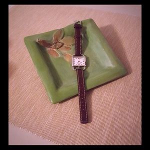 Watch with brown leather band