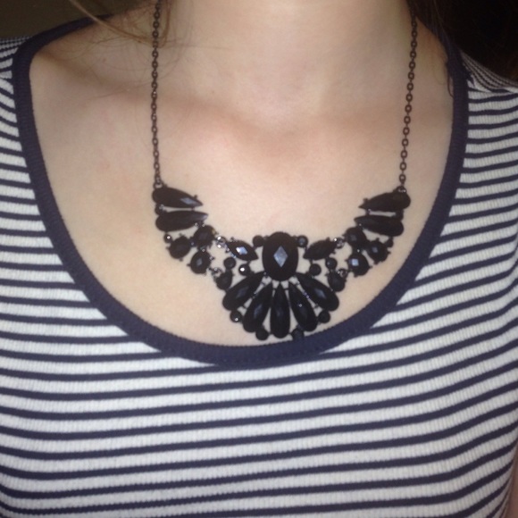 Black Jeweled Statement Necklace