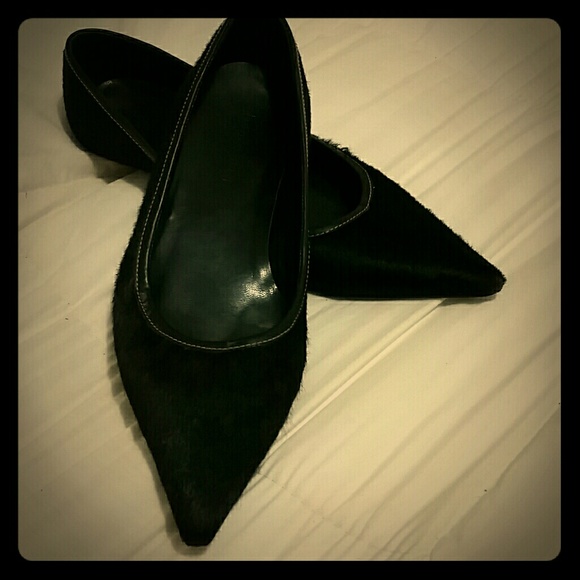 Vintage black ponyhair kitten heels