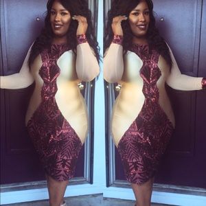 Custom sequin evening cocktail dress